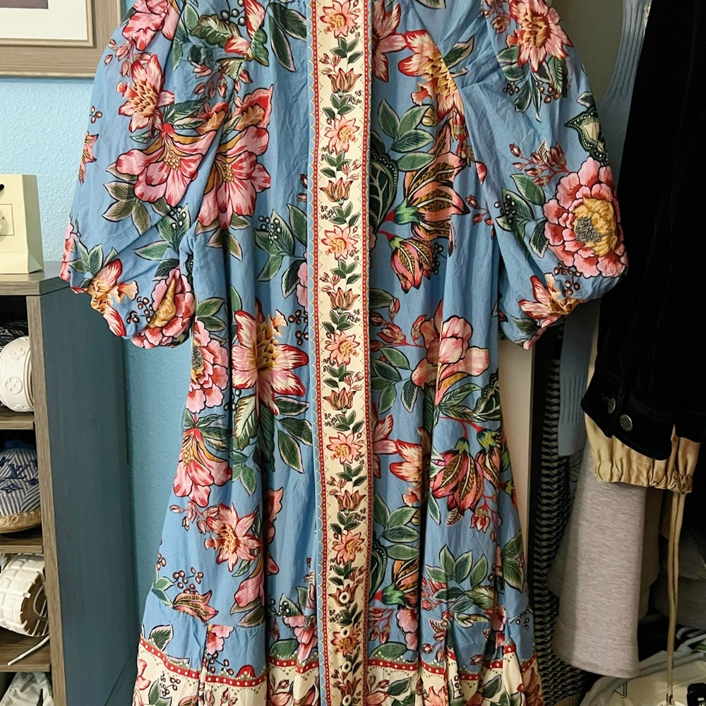 FARM Rio Pink and Blue Ruffled Off-the-Shoulder Mini Dress - Picture 3 of 8